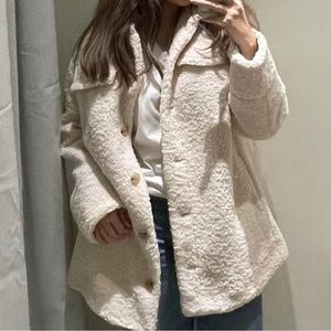 Vince Textured Faux Fur Jacket in Beige